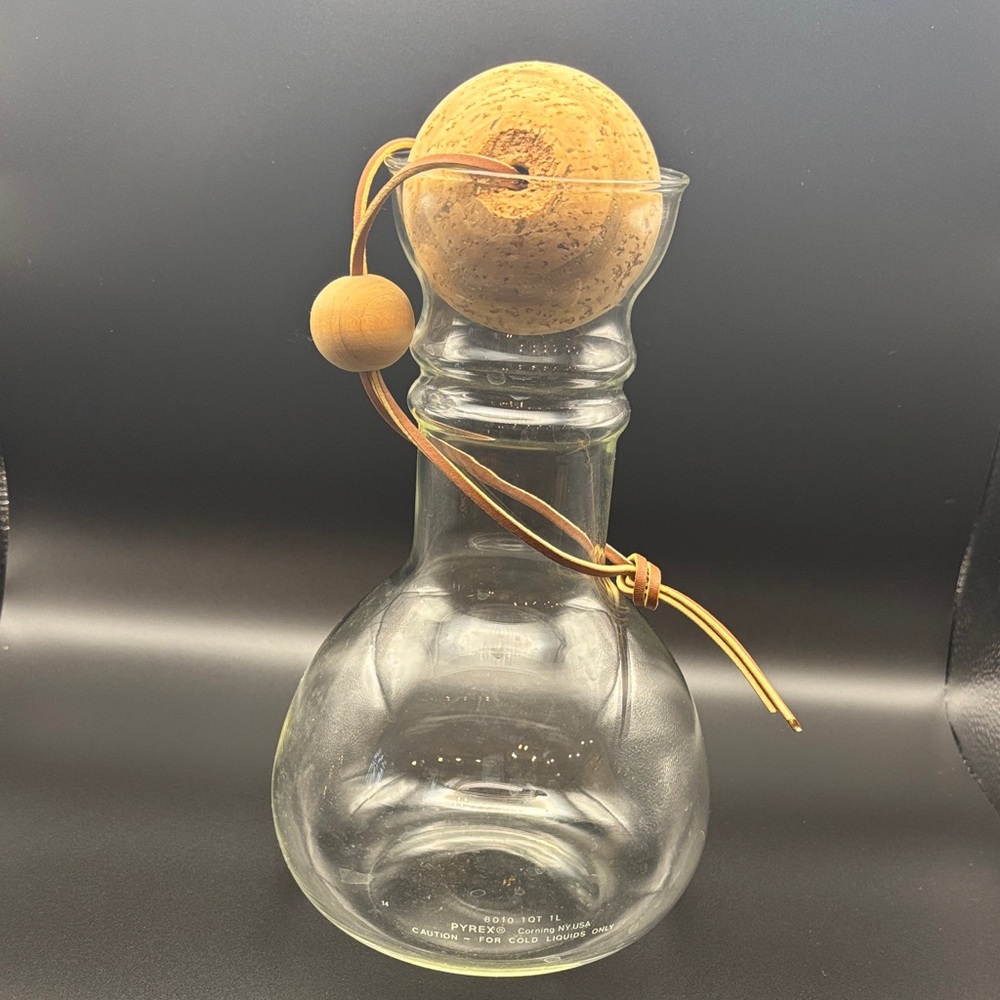 Vintage Pyrex Glass Decanter with Cork Stopper‎